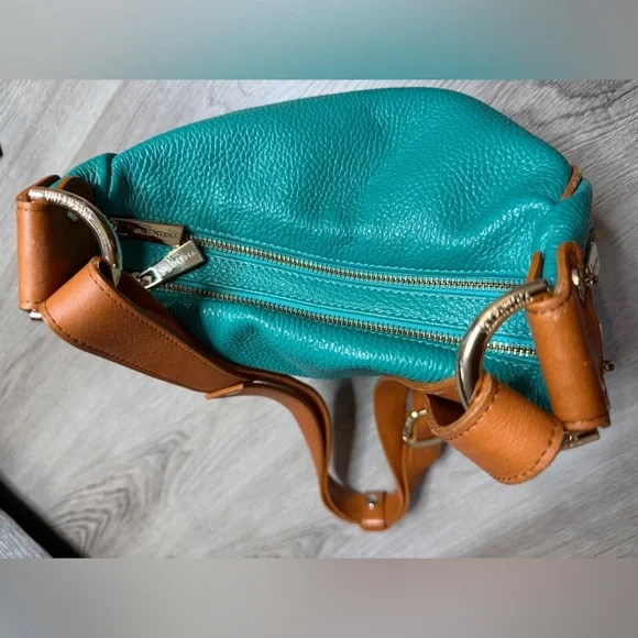Valentina Teal and Brown Leather Shoulder Bag - Picture 8 of 16
